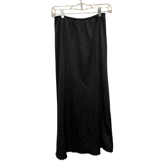 Vintage Warner's Slip Set Top‎ Full Skirt Size Small/Medium Black Satin 1980s - Picture 9 of 13